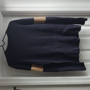 GAP Navy Blue Ribbed Sweater Striped Sleeves Vintage late 90s